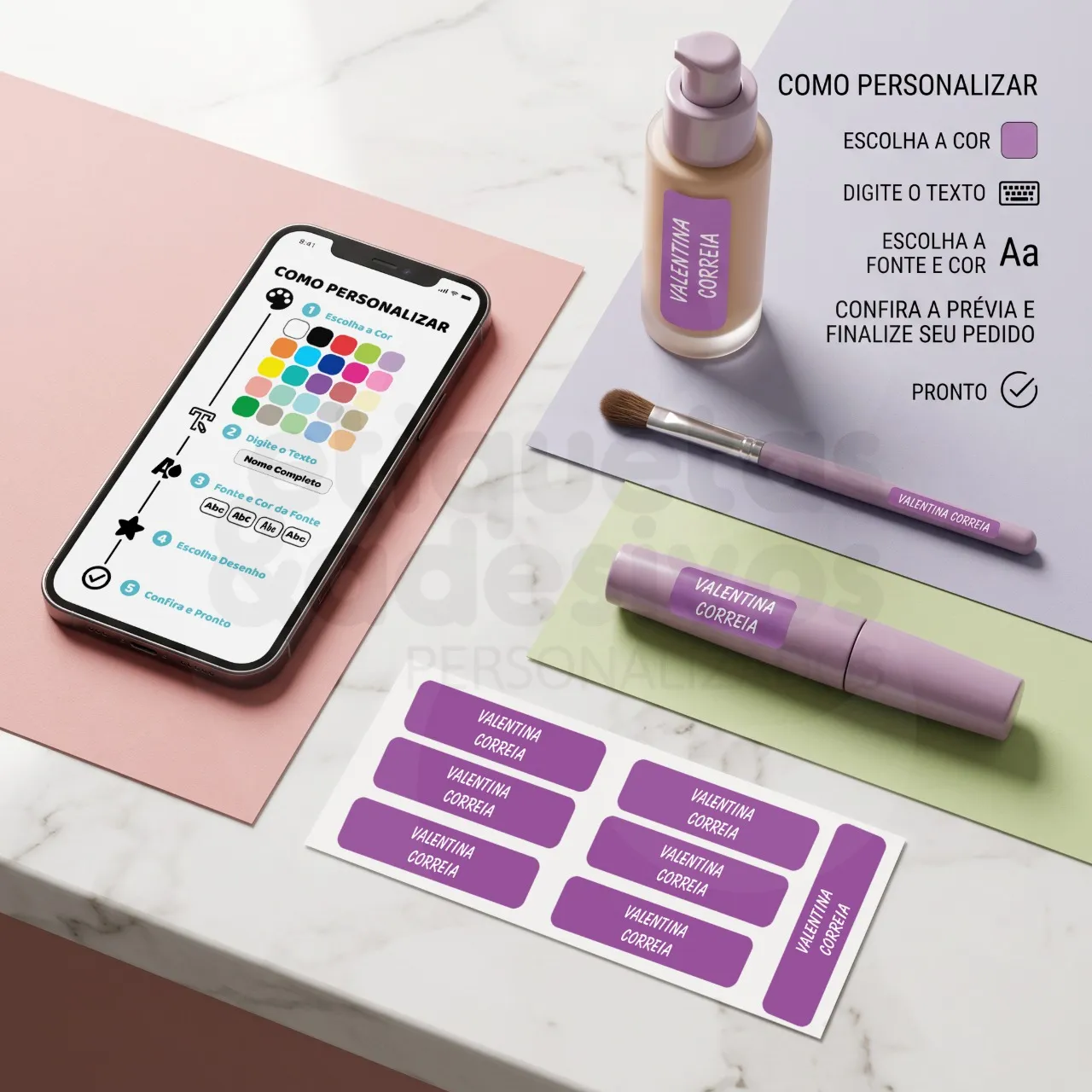 Kit Etiquetas para maquiagem