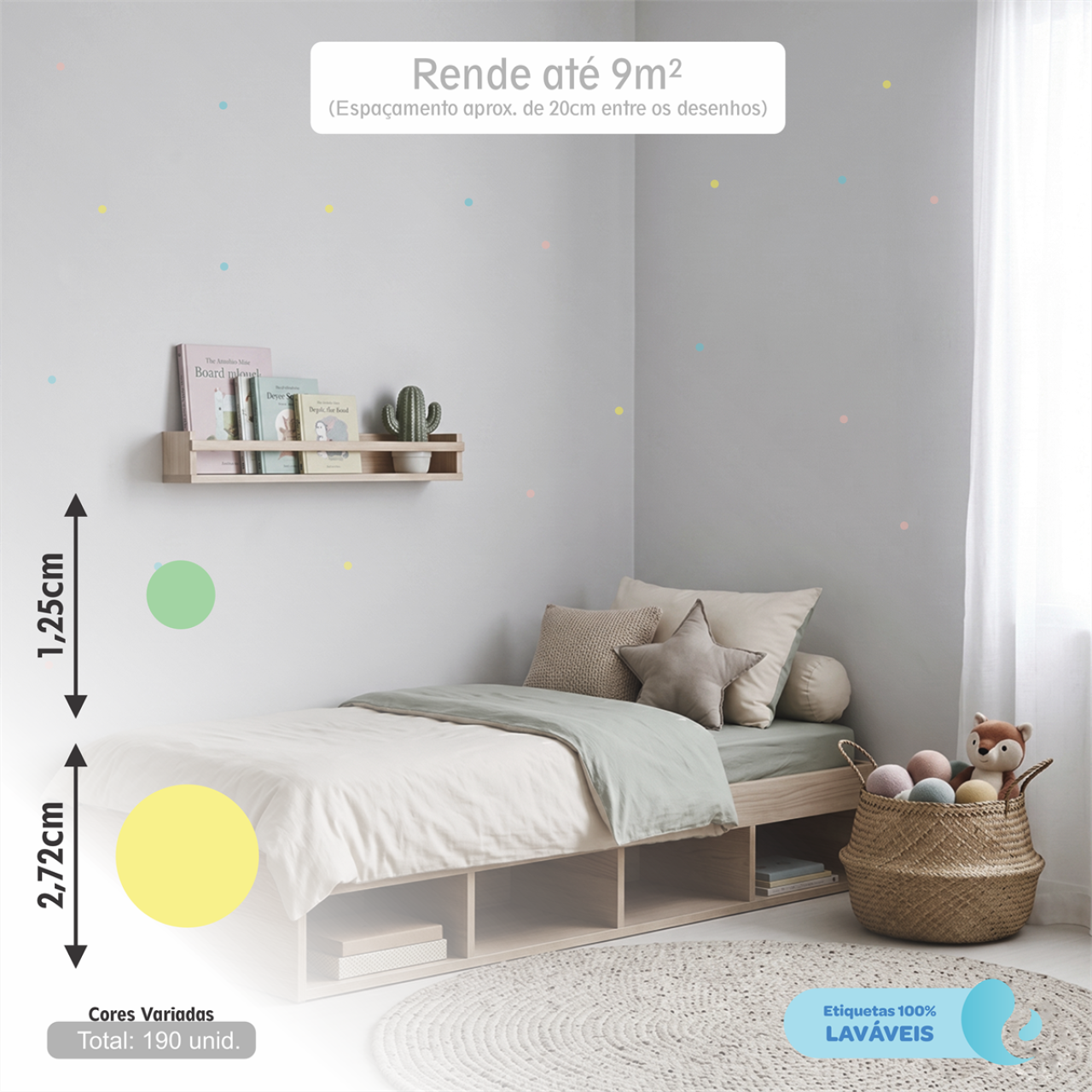 Adesivo Poá Bolinhas Confetes Multicolor