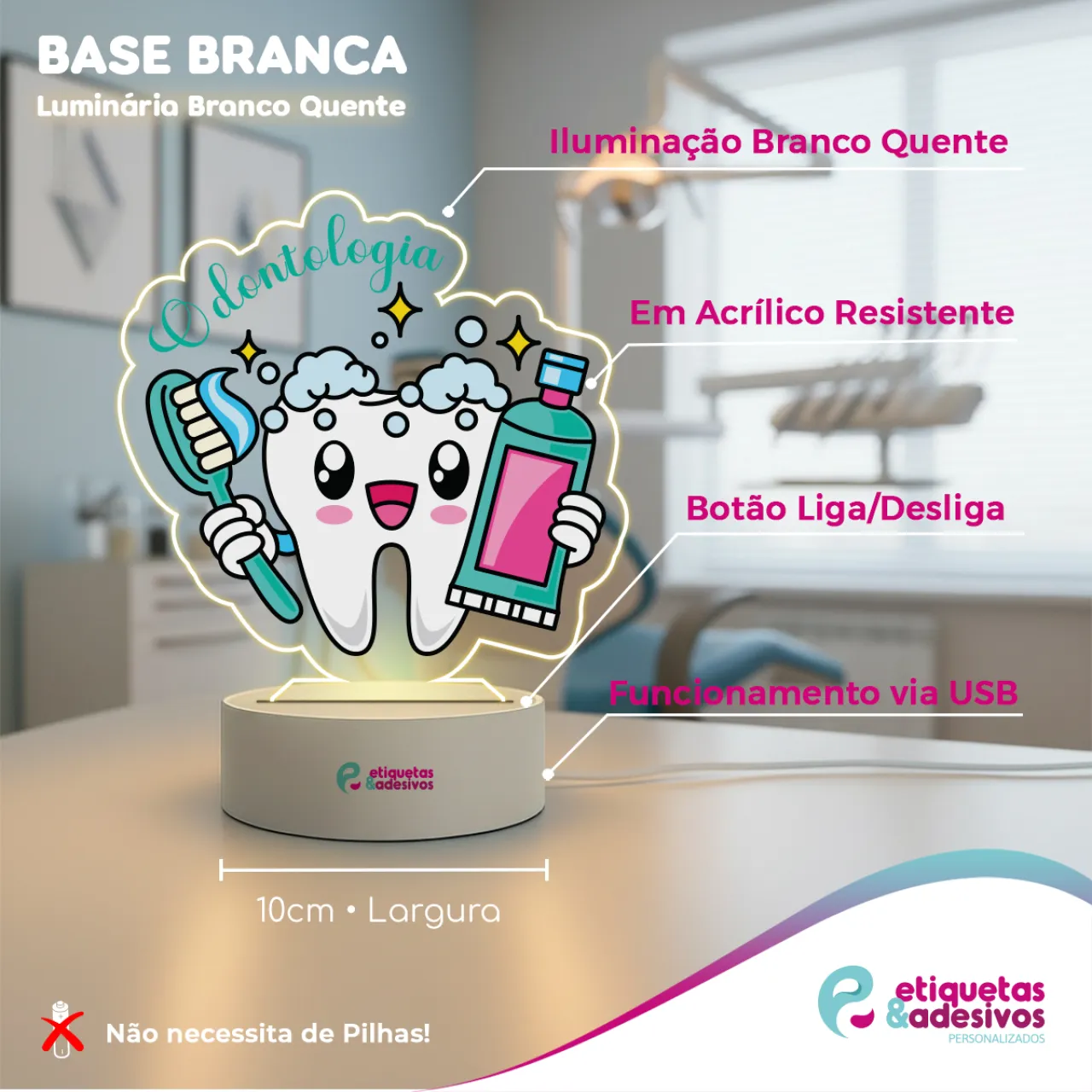 Luminária Odontologia Escova Rosa