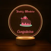 Luminária Profissões Confeiteira Com Nome