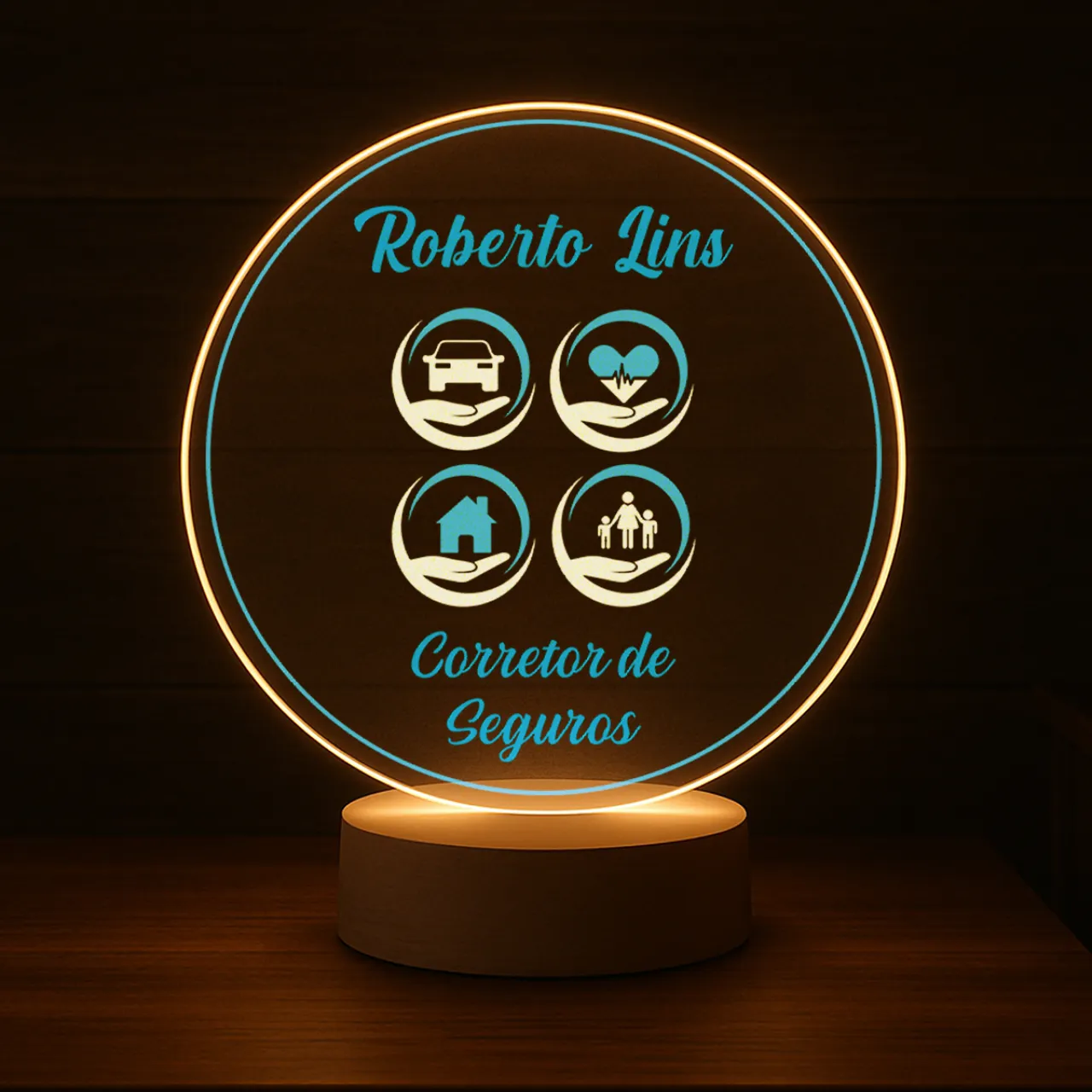 Luminária Profissões Corretor de Seguros Com Nome