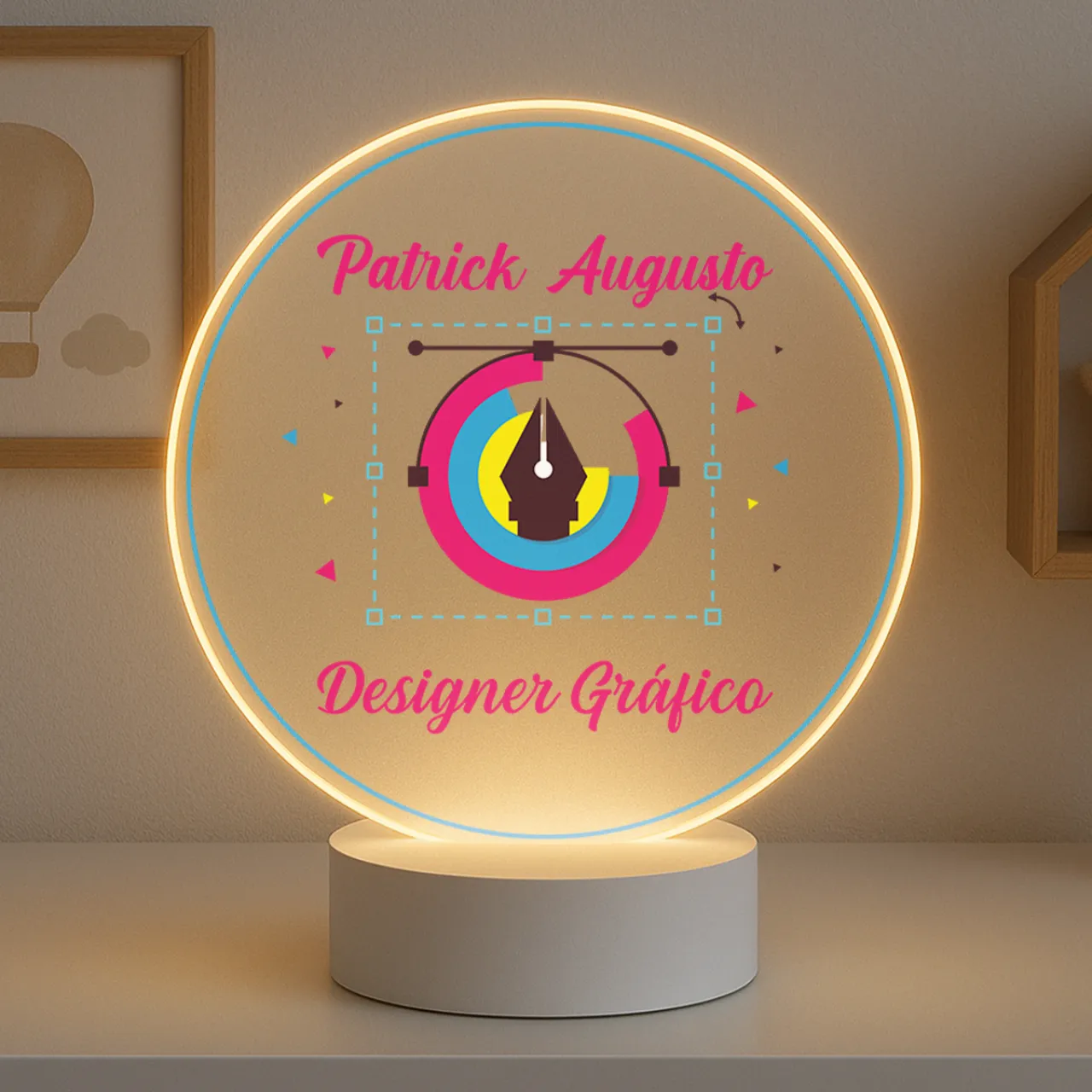 Luminária Profissões Designer Gráfico Com Nome