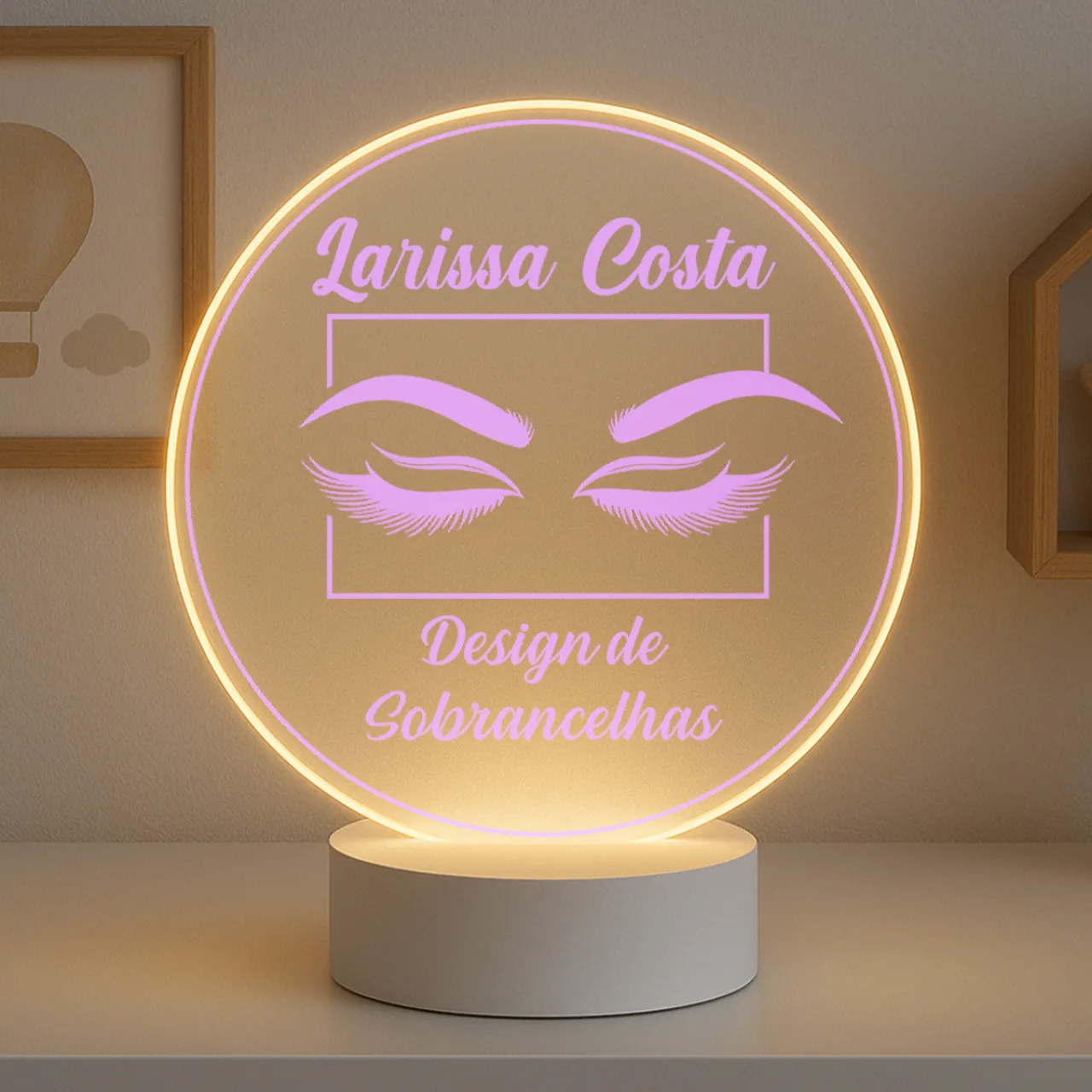 Luminária Profissões Design de Sobrancelhas Com Nome