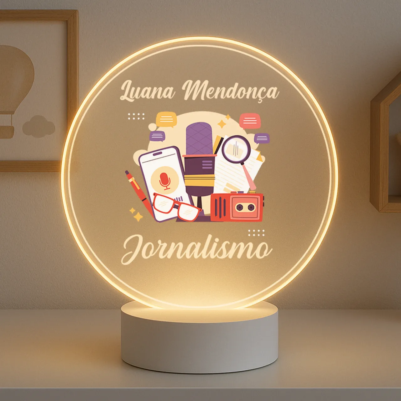 Luminária Profissões Jornalismo Com Nome