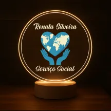 Luminária Profissões Serviço Social Com Nome