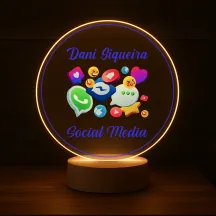 Luminária Profissões Social Media Com Nome