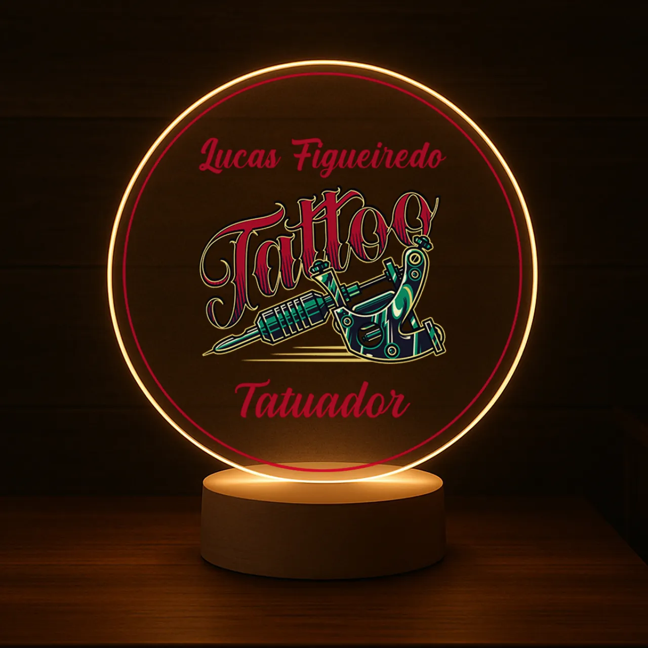 Luminária Profissões Tatuador Com Nome