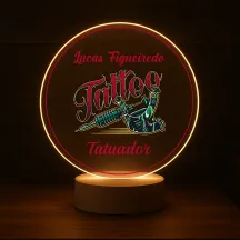 Luminária Profissões Tatuador Com Nome