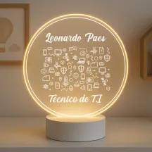 Luminária Profissões Técnico de TI Com Nome